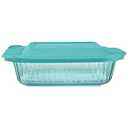 Pyrex Colors Tinted (8"x8") Tinted Glass Baking Dish with BPA-Free Lid, Oblong Bakeware Glass Pan For Casserole & Lasagna, Dishwasher, Freezer, Microwave and Pre-Heated Oven Safe, Aqua