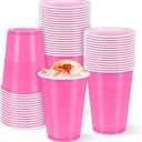 50 Pcs Pink Solo Cups 16 Oz, Pink Plastic Cups Disposable Cups Party Cups for Drinking Tastings served Snacks Barbecues Picnics