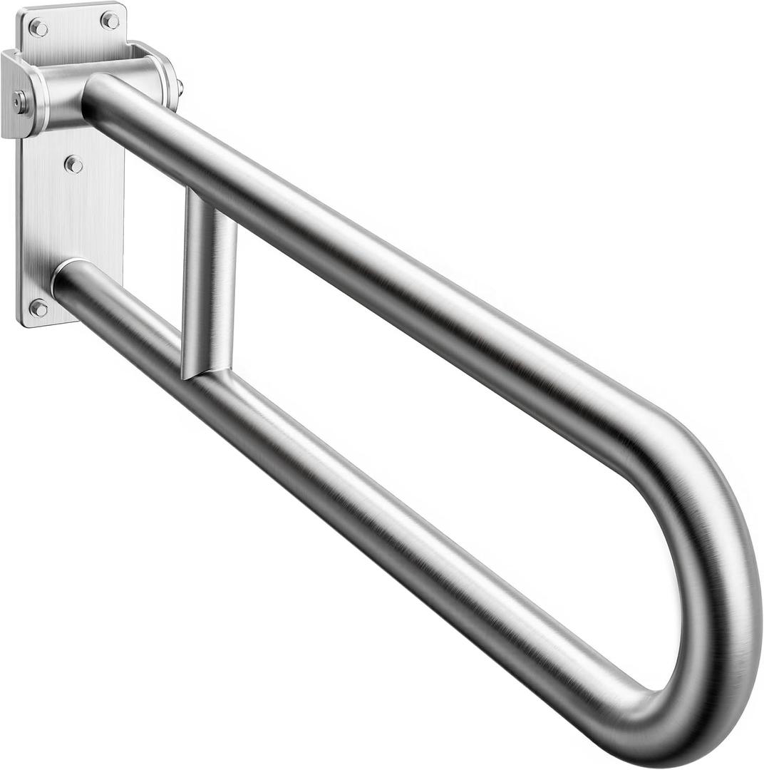 Toilet Grab Bar, Flip Up Foldable Bathroom Safety Handrail, Wall Mounted 304 Stainless Steel Support Rail for Elderly Seniors Handicap Toilet Assistance（30inch）