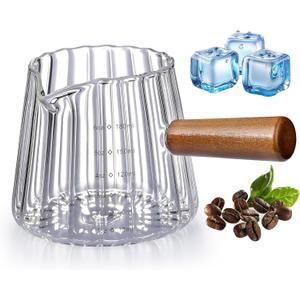 6OZ Espresso Cups Glass, JJOO Espresso Shot Cup With V-Shaped Mouth, Glass Measuring Cup, Markings in both oz & ml