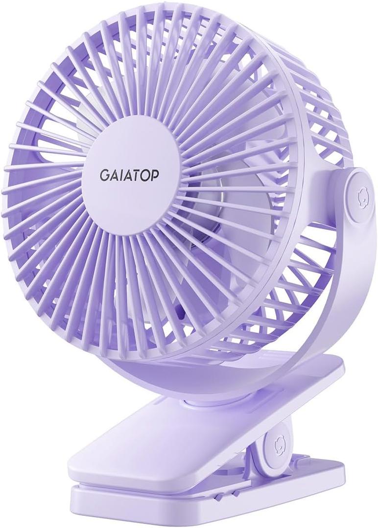 Gaiatop Portable Clip on Fan Battery Operated, Small Powerful 3 Speed Quiet 360 Rotate, USB Rechargeable Mini Personal Cooling Fan for Desk Table Home Office Stroller Camping Women Gifts Purple Gaiatop Portable Clip on Fan Battery Operated, Small Powerful 3 Speed Quiet 360 Rotate, USB Rechargeable Mini Personal Cooling Fan for Desk Table Home Office Stroller Camping Women Gifts Purple