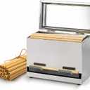 Stainless Steel Straw Dispenser - Holds Up To 200 Straws - Metal Drinking Straw Holder With Lid - For Commercial Shop Counter or Home Kitchen - Includes 20 Bamboo Straws