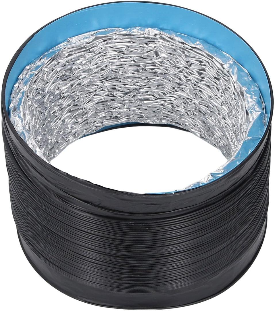 7in Vent Hose, Flexible Aluminum Foil Duct for HVAC System, Greenhouse, Kitchen, Steel Wire Spirals, Noise Reduction, 6.56ft Length