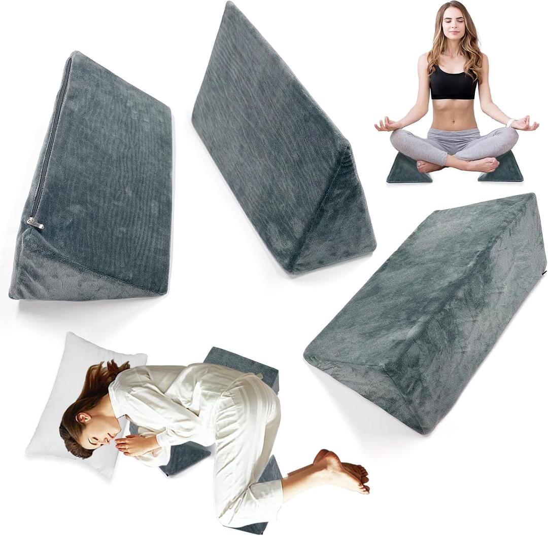 3 Packs Wedge Pillow, Foam Bed Positioning Pillow Yoga Wedge, Triangle Bed Pillow for Leg Back Neck Support Comfort Mini for Sofa Couch Bed Office(3)