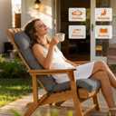 Adirondack Chair Cushions Set of 2 High Back Outdoor Patio Cushion for Adirondack Rocking Chair, Thickened Tufted Water-Repellent Replacement Pads with Ties & Elastic Band, 47" x 19" x 4", Dark Grey