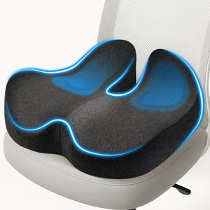 Office Chair Cushion: Ergonomic Memory Foam Seat Cushion, Tailbone-Sciatica Pain Relief Pillow, Desk Butt Pillow for Office Chair, Car Seat, Airplane, Wheelchair - Dark Grey