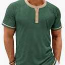 Makkrom Mens Henley Shirts Short Sleeve Casual Summer Basic T Shirts Button Vintage Lightweight Tee Tops
,L