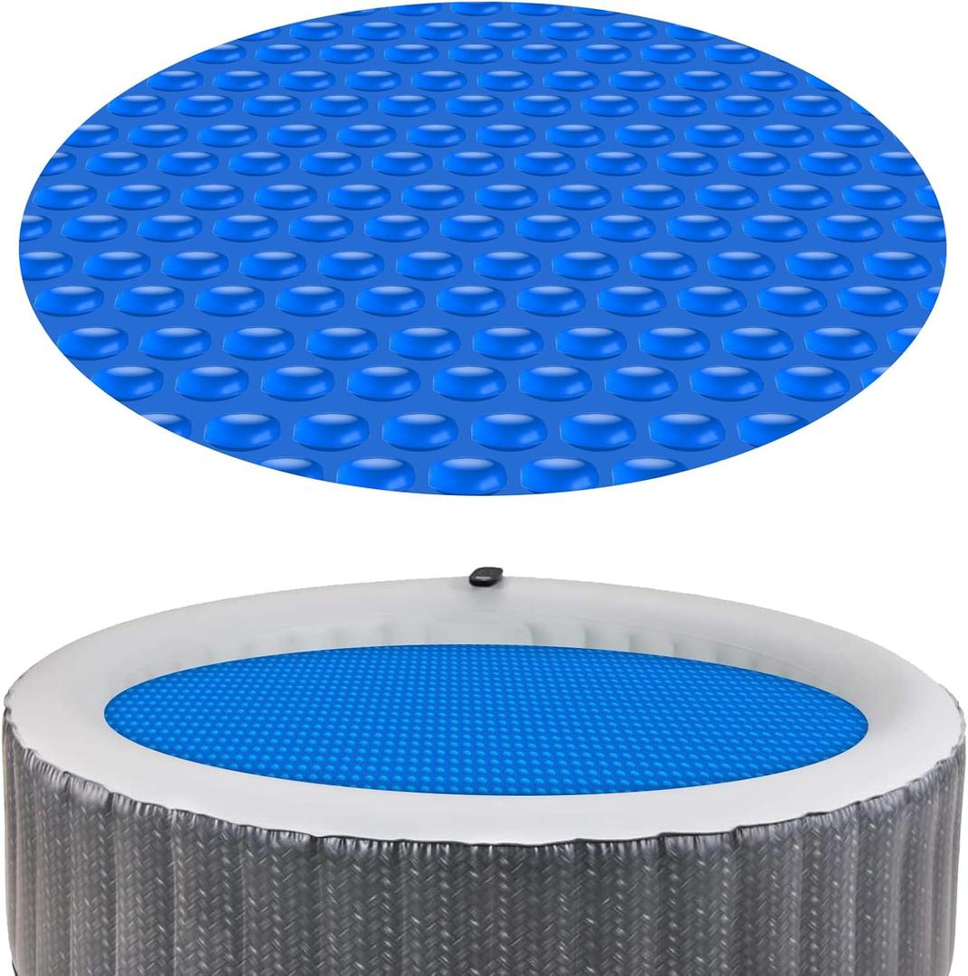 Hot Tub Spa Solar Bubble Cover Blanket for Round Inflatable Hot Tub Spa Pool Thermal Insulation Floating Bubble Wrap Covers (7 Ft)