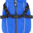 Dog Winter Coat Reflective Water-Resistant Jacket, Fleece Lined Windproof Puppy Coat with Back Zipper & D-Ring, Cold Weather Dog Coats for Small Medium Dogs, XXL, Blue