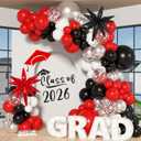 Ouddy Life 142pcs Red and Black Balloon Garland Arch Kit, Class of 2026 Decorations Graduation Red Black and White Sliver Confetti Balloons Foil Star for Anniversary Birthday Racing Car Poker Party