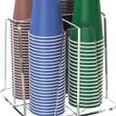 Coffee Cup Organizer for Countertop - Rotating Plastic Cup Holder 4 Compartments Clear Acrylic Cup and Lid Holder for Coffee Bar Restaurant Breakroom Disposable Paper Coffee Cup Dispenser