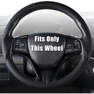 Aimato Customized Steering Wheel Cover for Honda Civic 2016-2021/CR-V 2017-2021/Clarity 2018-2021, Thin,Anti-Slip,Scratch-Resistant Exclusive Car Accessory for Honda, Nappa Black