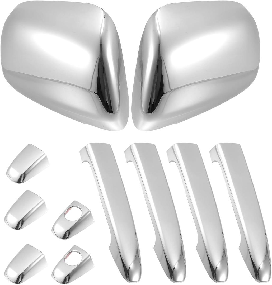 X AUTOHAUX 1 Set Car Exterior Chrome Plated Mirror Cover Door Handle Cover Cap Overlay for Toyota Tacoma 2005-2010