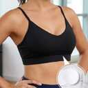 Buauty Sports Bras for Women Criss Cross Back Medium Support Yoga Wireless Padded Bra with Removable Cups Racerback Bra 4 Gym (Black, L)