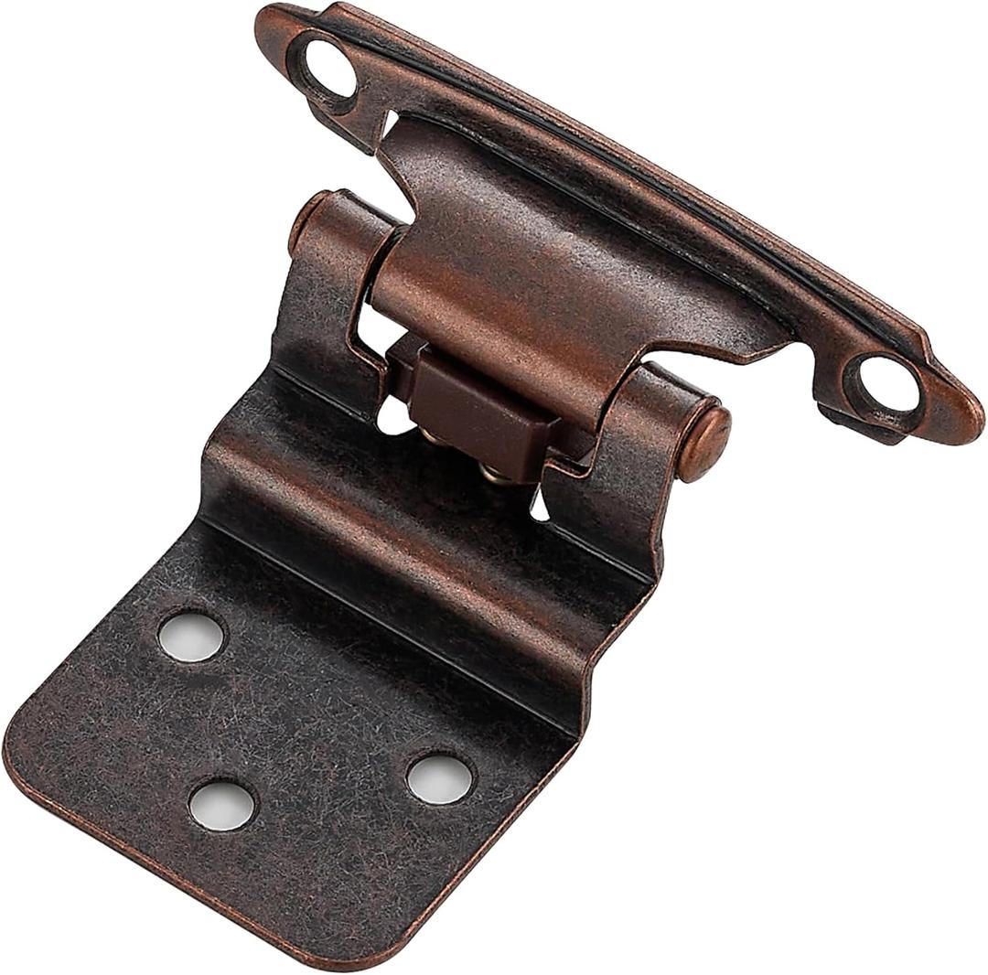 Ravinte 50 Packs (25 Pairs) 3/8'' Inset Antique Copper Cabinet Hinge,Self Closing Hinges for Kitchen/Bathroom/Furniture Cabinets & Doors,Decorative Hardware Kitchen Hinge with Door Bumper