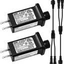 Umigy 4 Pcs Class 2 Power Supply and 2 pin LED Connector 1 Male Divided 2 Female Waterproof Connector Low Voltage Yard Inflatable Adapter for Christmas String Light Inflatable Decor (30V6W, 8 Modes)