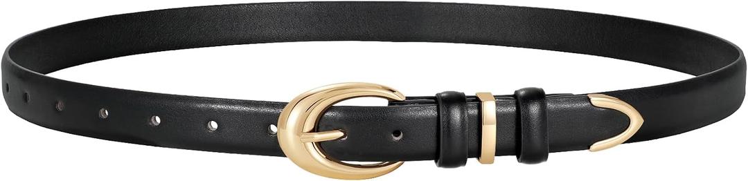 3 x LEACOOLKEY Women's Leather Belt for Jeans Dress Pants Fashion Ladies Leather Belt with Gold Buckle