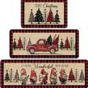 3 Pcs Christmas Kitchen Rugs Non Slip Winter Floor Mat for Kitchen Floor Hallway Laundry Sink and Bathroom, 20"x32" 20"x47", 20"x59"(Christmas Pattern)