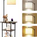 PESRAE Floor Lamp with Tables, End Table with Charging Station(USB & Type-C & AC Port), 3 Color Temperatures 9W LED Bulb, Modern Shelves Side Table for Office, Living Room