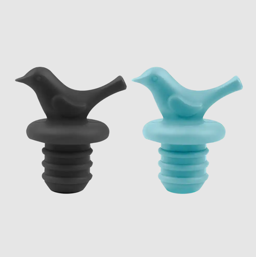 OGGI® Silicone Bottle Stoppers 2 ct & Green Dyno Toy &   Triangle Powder Puff Set