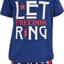 Boys 2pc Shorts Set Outfit Short Sleeve Shirt with Bold Applique Print and Shorts (8 Years, Let Freedom Ring)