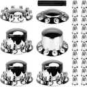 Aeagle Dome Axle Cover Combo Kits for Semi Truck Hubs w/Screw-On 33mm Lug Nut, ABS Plastic Chrome Plated, 2 Front & 4 Rear, 10 Hole Removable Caps, 6Pcs