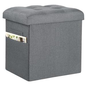 FaiPue Ottoman with Storage, 61L Slim Tall Linen Footstool Bench with Thicker Foam Padded Seat. Ottoman Foot Rest for Living Room, Bedroom, Coffee Table. 350lbs Load Capacity, 17x13x17in, Light Gray