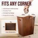 Wood Waste Basket, 2 Gallon Rectangular TrashCan with Handles, Water-Resistant Lacquer Finish, Compact for Bathroom Bedroom Office
