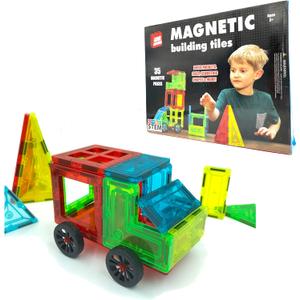 Magnetic Building Tiles - 35 Pieces Colorful Set for Artistic, Creativity and Educational Toys STEM (Science Technology Engineering and Mathematics) for Children Boys and Girls 3 Years and Up
