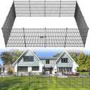 15 Panels No Dig Decorative Outdoor Garden Fence with Gate for Yard, 32 in(H) X 35.4 ft(L) Animal Barrier Fencing Rustproof Metal Wire Panel Border for Dog, Rabbits, and Patio Temporary Ground Stakes