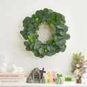 Eucalyptus Wreath for Front Door, Artificial Greenery Wreath with Realistic Leaves for Spring Easter Home Decor, Farmhouse Nordic Round Wreaths with Jute Hanger for Wall, Outdoor (11Lx11Wx2.56H)