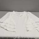 LookbookStore Women's V Neck Mesh Panel Blouse 3/4 Bell Sleeve Loose Top Shirt, SIZE XXL