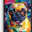 aj decor Pug Colorful Abstract Unframed Wall Art Print Poster, Dog Pet Lover Picture Painting Artwork Bedroom Living Room Office Dining Room 151H (Pug Colorful Abstract, 20" L x 16" W, Unframed)