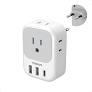 1Pack European Plug Adapter USB C, TESSAN US to Europe Adapter 4 Outlets 3 USB Charger, Type C International Power Adaptor to Italy Spain France Portugal Iceland Germany, Europe Travel Essentials