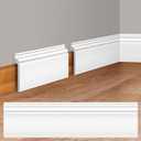 Pangda 4 Pcs 39.4 x 5.5 in White Wall Baseboard Covers Skirting Board Covers for 4.13 x 0.5in Baseboard Trim Polystyrene Moulding Easy DIY Installation for Room Office, Installed with Glue Not Include