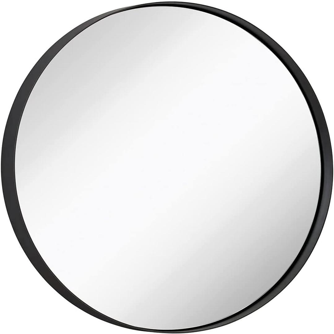 Hamilton Hills 24-Inch Round Vanity Mirror - Oil Rubbed Frame for Bathroom, Bedroom, or Entryway - Modern Circle Wall Accent Mirror Over Sink or Dresser - Bronze (24"L x 24"W)