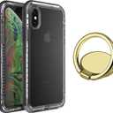 LifeProof Next Series Case for iPhone XS & iPhone X with Gold Phone Ring Finger Holder - Non-Retail Packaging - Black Crystal