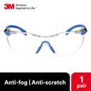 3M Safety Glasses for Men and Women, Solus 1000 Series, ANSI Z87, Scotchgard Anti-Fog, Clear Lens, Low Profile, Blue/Black Frame