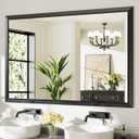 60x40 Inch Black Bathroom Mirror for Wall, Thick Metal Framed Rectangle Mirrors for Over Sink, Bedroom, Living Room, Entryway, Anti-Rust, HD Tempered Glass
