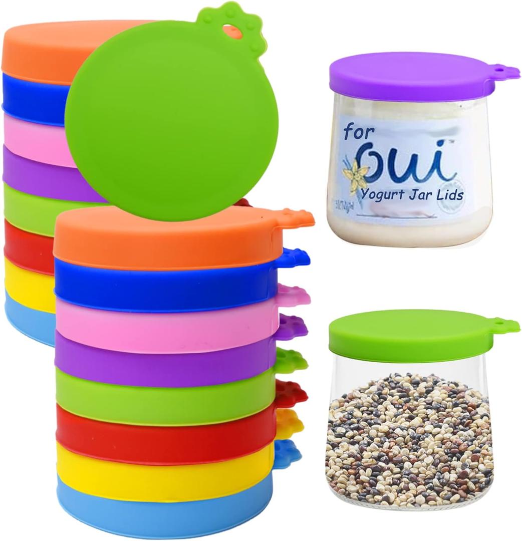 Oui Lids - 8 Pack Reusable Silicone Jar Lids for Yoplait Yogurt Containers
