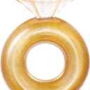 HeySplash Pool Floats, Inflatable Diamond Ring Pool Float, Large Engagement Ring Floatie for Bachelorette Party, Swim Tube River Lake Wedding Bride Stagette Decor Fun Toy Raft for Adults,Silver