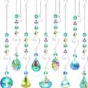 9 Pieces Sun Catchers Indoor Window Suncatcher Crystals Prisms with Chain Pendant Colorful Hanging Ornaments for Windows Chandelier Office Home Garden Decor (Silver)