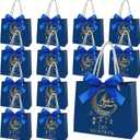 Gueevin 24 Pcs Eid Mubarak Party Gift Bags Moon Star Goodie Paper Treat Bags with Handles and Ribbon for Eid Mubarak Ramadan Kareem Muslim Party Supplies Favors Decorations