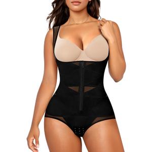 Nebility Shapewear Bodysuits for Women Tummy Control Faja Body Shaper Open Bust Waist Trainer (XX-Large, Black)