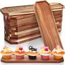 Dandat 12 Pack Wooden Serving Platter Acacia Wood Platters 16 x 5 Inch Rustic Serving Tray Rectangular Charcuterie Board Cheese Plate for Home Decor Dessert Vegetables Fruit Cookie