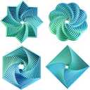 4 Pcs Fractal Fidget Hexagon,3D Printed Stress Relief Sensory Toys for ADHD,Autism,Kids&Adults,Whirling Spiral Design,Colorful Fidget Toy,Perfect for Holiday,Christmas,Birthday Gifts (Count of 1, Blue Green)