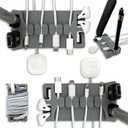 DeskBrick 2PK  Patented Non-Slip Steel-Weighted Desk Organizers & Cable Management Gadgets, Versatile Cord, Phone & Accessory Holders for Office, Home & Desktop  Best Gift for Men. Gray