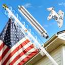 6Ft Aluminum Tangle-Free Spinning Flag pole Kit, for outside home, White