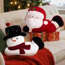 Lanpn Christmas Snowman Santa Throw Pillows Set of 2, Christmas Decoration Winter White Throw Pillow Soft Fleece Cute Throw Cushion for Sofa Bedroom Xmas Decor (03 Snowman & Santa)