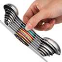 Magnetic Measuring Spoons Set of 8 Stainless Steel Dual Sided Stackable Measuring Spoons Nesting Teaspoons Tablespoons for Measuring Dry and Liquid Ingredients (Color)